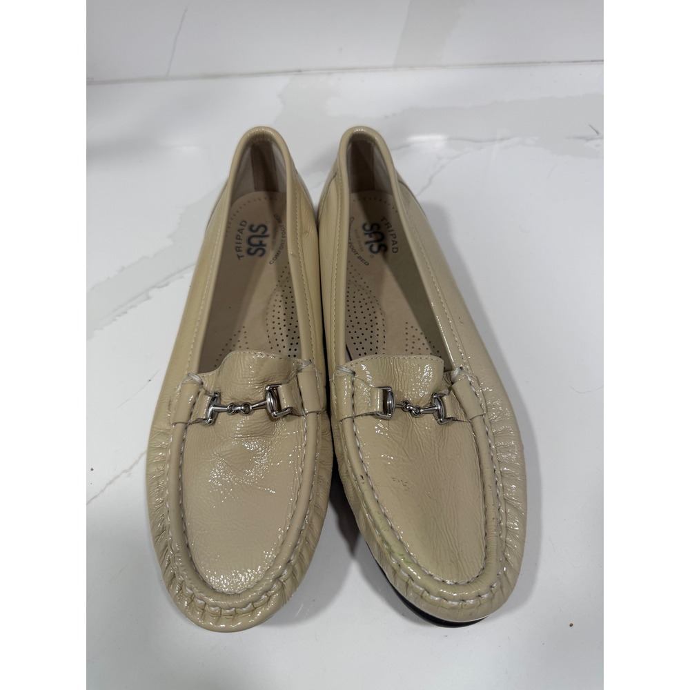 SAS Simplify Beige Leather Bit Loafers Womens 8 N Narrow Comfort Shoes USA Made